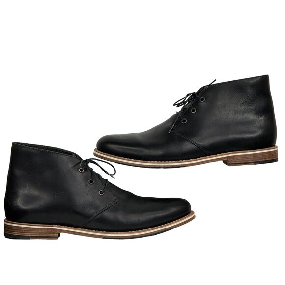Helm Men's Declan Chukka Boots Natural Leather Black Sz 12 M Lace Up Modern NEW - Picture 3 of 11